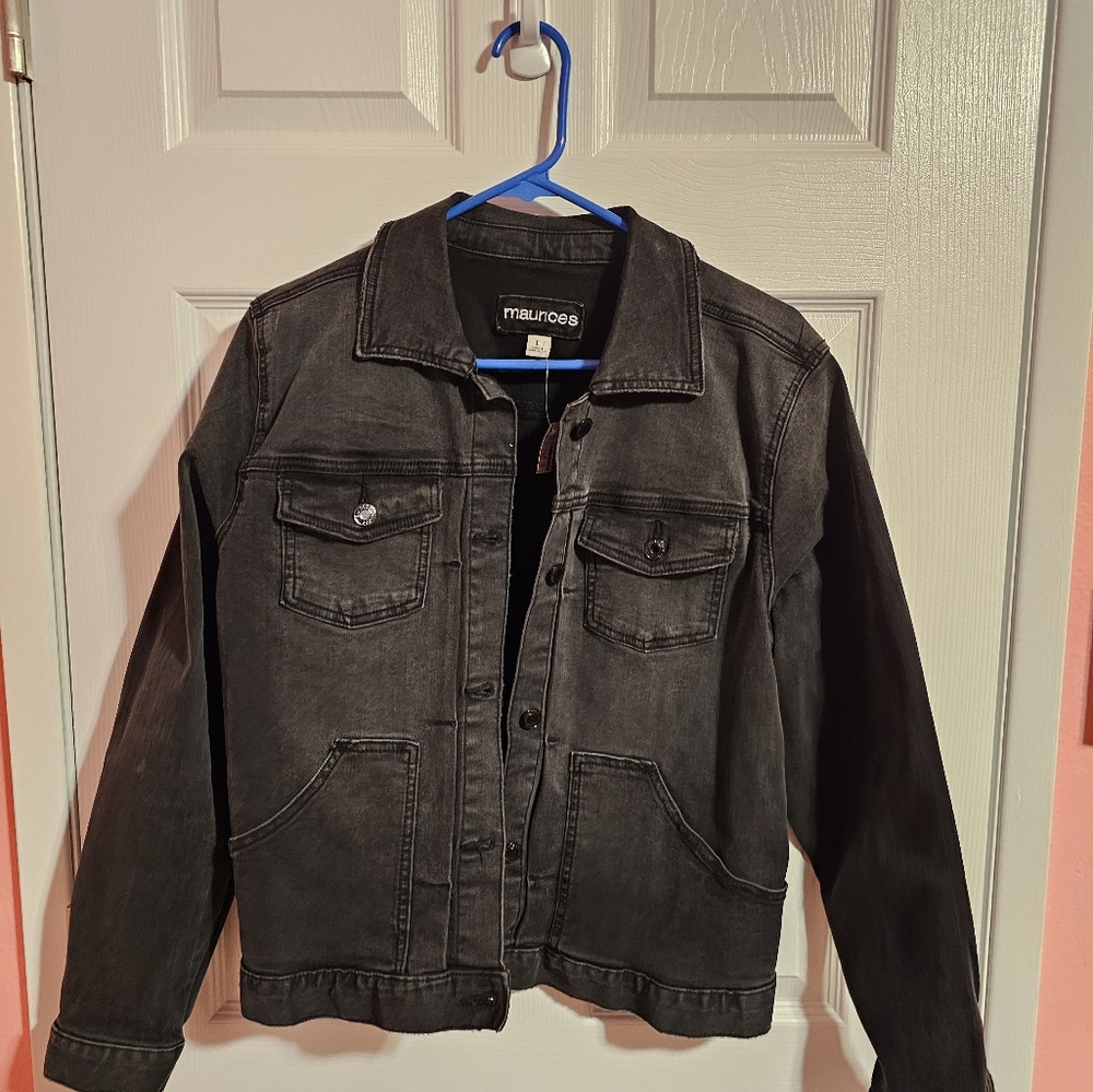 NWT Maurice's black jean jacket L stretchy